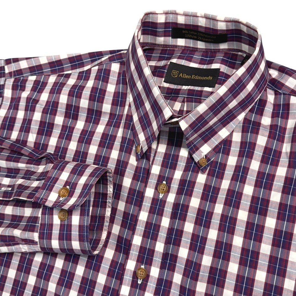 Allen Edmonds Mens Plaid Button Down Shirt Long‎ Sleeve Size Medium EUC!